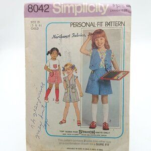 Vintage Simplicity 8042 Vintage Childs Personal-Fit Sewing Pattern For Pantskirt